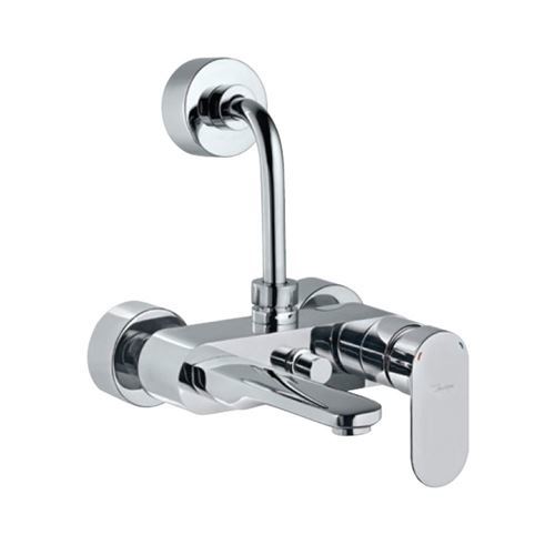 Single Lever Wall Mixer with Provision For Overhead Shower with 115mm Long Bend Pipe On Upper Side, Connecting Legs & Wall Flanges