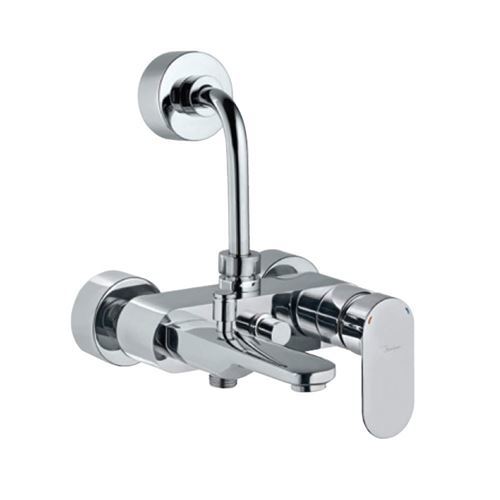 Single Lever Wall Mixer 3-in-1 System with Provision for Both Hand Shower & Overhead Shower Complete with 115mm Long Bend Pipe, Connecting Legs & Wall Flange (Without Hand & Overhead Shower)
