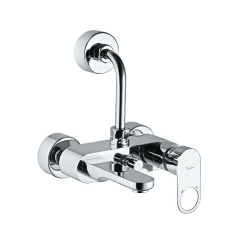 Single Lever Wall Mixer with Provision For Overhead Shower with 115mm Long Bend Pipe On Upper Side, Connecting Legs & Wall Flanges