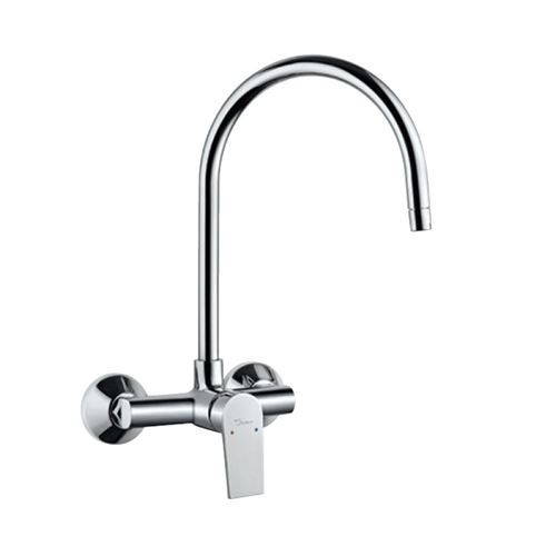 Single Lever Sink Mixer With Swinging Spout on Upper Side (Wall Mounted Model) With Connecting Legs & Wall Flanges