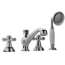 4 Hole Bath Tub Mixer containing not ane shower it include cock, spout,  telephone shower . In this piece of jaquar we containing 4 type of designer mixer
