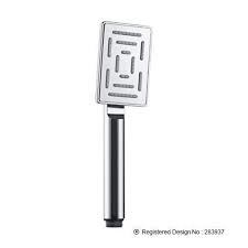 In this maze hand shower it have 65x95 mm rectangular shape single flow face plate stainless steel & ABS body in chrome finish .