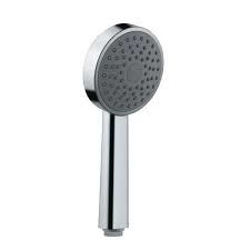 This hand shower coated by stainless steel and its plate is dark gray color and it clean easily it is a rounded shape and single flow .