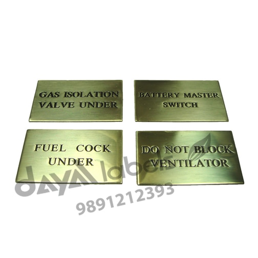 We bring forth corrosion resistant Brass Labels, which are appreciated for giving a sophisticated outlook. These labels are backed with long lasting lacquer and are manufactured using premium brass sourced from trusted vendors. Our brass labels can be customized as per the requirements of the clients.
