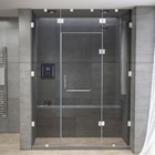 1) 4-5 times  stronger  than normal float glass . Breaks into small  pieces / dices minimizing risk of injury . 2) Tempering for shower enclosure glasses only . 90 % of an enclosure is glass , so  glass must conform to the . 3) Minimalist  and sleek design to match the hinges . Made of brass with nickel and chrome plating .