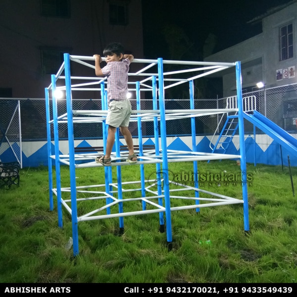 We are one of the leading manufacturer and supplier of Jungle Jim playground equipment.Dimension is 6 feet x 6 feet x 6 feet