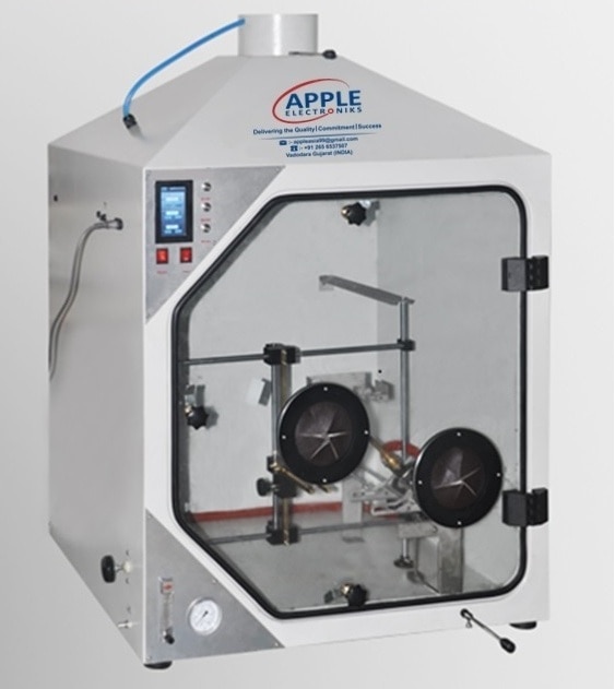 UL94 Flammability Tester, used to determine the flammability of plastic materials for parts in devices and appliances. The apparatus is supplied as a complete system incorporating all the features necessary for ease of use safety. It conforms to all five UL 94 horizontal and vertical burner tests and associated ASTM international standards. Further it also conforms to ASTM D635 as well the Indian Test Standard IS 6746 as well.Specifications and Features:A bench mounted draft free combustion chamber having a large inside volume of 0.75m3 and fitted with an exhaust fan to enable simple evacuation of combustion products.Large door and window made from toughened safety glass giving a generous view of the specimen during a test.Specimen holders SS214Fully adjustable horizontal and vertical specimen supports.A burner in compliance with ASTM D 5025, with simple angle adjustment ( 0° , 20° , 45° ) and precision gas control system including gas flow meter, pressure regulator and pressure gauge.Two access ports enabling easy entry to the chamber for movement of the burner and specimen.A burner wing tip.Three digital test duration timers for accurate but simplified operationStandards: UL HB, UL94 V0, V1, V2, 5VA, 5VB, VTM-0, VTM-1, VTM-2, HF-1, HF-2, HBF. ASTM D635, IS 6746,IEC 60695-11-10, 60707, ISO 1210, 9770, 9772, 9773.Weight 120 Kg Dimensions 1200 x 600 x 1400 mm(LxWxH) -Approx - 4-5 Feet Height of Machine