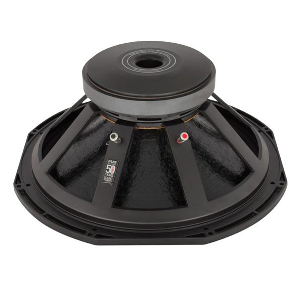 The Colossus 18SB is intended for use as a high-output bass driver in multi way systems. It features a 4 inch 'sandwich' inside and outside windings voice coil, immersed in a symmetric magnetic field yielding increased linearity and lower distortion. This, coupled with a large Xmax of 8.25 mm and laminated silicone suspension, ensures tight, punchy bass at high levels of excursion. The cone membrane, manufactured from polycellulose, is much stronger and more durable than conventional paper pulp alternatives. This allows the driver to combine high-sensitivity with the structural integrity required to produce undistorted low frequencies at extreme sound pressure levels. The driver handles 1000 Watts (A.E.S.) continuous and can cope with peaks in excess of 4000 Watts. This is due to advanced thermal management in the form of vented die-cast chassis and increased motor system venting. These measures effectively remove heat from the voice coil, resulting in extremely low-power compression. The Colossus 18SB exhibits 100 dB sensitivity and can deliver bass down to 35 Hz (-6 dB) in a 200 Litre ported enclosure.
