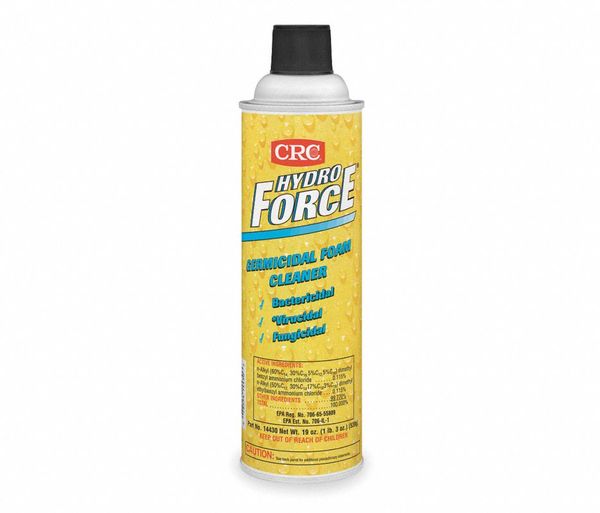 COVID-19 Coronavirus Disinfectant and Sanitizer,CRC HydroForce Germicidal Foam Cleaner has demonstratedeffectiveness against viruses similar to SARS-CoV-2 (COVID-19 Coronavirus) on hard, non-porous surfaces. Therefore, CRC HydroForce Germicidal Foam Cleaner can be used against SARS-CoV-2 (COVID-19 Coronavirus) when used in accordance with the directions for use against adenovirus on hard, non-porous surfaces.Cleans, disinfects and deodorizes in one easy step without scouring or scratching.Clings to tough vertical or inverted surface soils without runs or drips. Powerful cleaning agents instantly lift off and eliminate dirt, dust, grease and grime. Bactericidal Virucidal Fungicidal EPA and NSF C1 registeredProduct appears on the EPA’s List N: Products with Emerging Viral Pathogens AND Human Coronavirus claims for use against SARS-CoV-2. This program allows product manufacturers to provide EPA with data, even in advance of an outbreak, that shows their products are effective against harder-to-kill viruses than SARS-CoV-2. ApplicationsHospitals, Institutions, Nursing Homes, Offices, Schools, Motels, & Hotels. For Use On Commonly Shared Tools, Bathtubs, Sinks, Shower Stalls, Walls, Tile Surfaces, & Furniture.  Disinfectant/Sanitizer ChemicalsGermicidal Cleaners/DisinfectantsGermicidal CleanersBiocides Hospital Cleaners/DisinfectantsHospital DisinfectantsGermicidal Surface DisinfectantsSurface Sanitizers Washroom CleanersBathroom DisinfectantsRestroom DisinfectantsWashroom DisinfectantsHospital CleanersGeneral Purpose Sanitizers Spray DisinfectantsVirucidal CleanersDisinfecting Spray Foam Cleaners Fungicidal Cleaners