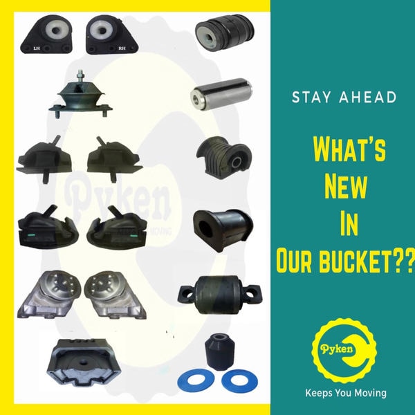 Pyken's Truck & Tipper Rubber PartsEngine MountingsGearbox MountingCabin MountingsSpring Eye BushesSpring BushesKamani BushesTorque Rod BushesTorque Arm BushesV Rod BushV Stay BushesLift Axle Busheswe are always running on a treadmill.Yeah heard right, we always find ourself running the never ending race of new developements in Heavy Duty Truck Rubber Parts.all thanks to our technical team who make every impossibility a possibility by developing New Generation Truck Rubber Parts in just no time.Disclaimer :This product is fully interchangeable with original equipment (OE). This is not a genuine part.Any manufacturer or OE part numbers & brand names are listed for cross reference and identification purposes only and in no way imply that this is a genuine part.our range of rubber parts includeT.ROD BUSH BHARAT (Long Rod)T.ROD BUSH BHARAT (Short Rod)V.ROD BUSH BHARAT (102mm)V.ROD BUSH BHARAT (108mm)FRONT SPRING LEAF BUSH (KAMANI BUSH)TRUNNION/BOGIE BUSHSTABLIAZR BUSH (80mm)LINK ROD BUSH (70mm)C ROD BUSH / STABILIZER ROD BUSH 74MMC ROD BUSH / STABILIZER ROD BUSH 88MMC ROD BUSH / STABILIZER ROD BUSH 88MM (COLLAR TYPE)GEAR BOX MOUNTINGFRONT MOUNTING LEFTFRONT MOUNTING RIGHTCABIN BUSHCENTRE BEARING ASSEMBLY(MAAN)T.ROD BUSH (85mm)STABLIAZR BUSH (65mm)STABLIAZR BUSH (82mm)GLIDER PLATES (Cast Iron)CABIN MOUNTIRGBOGIE OIL SEAL(PRIMA)SPRING MOUNTING PRIMAFROUT ENGINE MOUNTINGREAR GEAR BOX MOUNTINGCABIN MOUNTIRGV.ROD BUSH (3 Parts)V.ROD BUSH (107.8mm)T.ROD BUSH (100mm)TRWNNION BOGIE BUSHREAR MTG SIGNACABIN MOUNTING 4018/4923 ( R )CABIN MOUNTING 4018/4923 ( L )CABIN BUSH 4018/4923KAMANI U BOLT PLATE 3718V ROD BUSH SIGNAFRONT MOUNTING ULTRA ( R )FRONT MOUNTING ULTRA ( L )SPRING BUSH ULTRAREAR MOUNTING ULTRA(AMW)T.ROD BUSH (Steel Type)T.ROD BUSH (Rubbeised)T.ROD BUSH (N/M)FRONT ENGINE MOUNTINGREAR ENGINE MOUNTING D PALTEBUMP STOP RUBBER (R-1)BUMP STOP RUBBER (R-2)CABIN MOUNTING BUSH ( SET OF 2 Pcs.)(VOLVO)SPRING MOUNTING VOLVOT.ROD MOUNTING (95mm)CRADLE BUSHNON GREASE SPRING BUSH(ASHOK LEYLAND)REAL METACON MOUNTINGREAL METACON MOUNTING (Double Plate)FRONT MTG LEYLAND U TRUCKFRONT ENGINE MOUNTINGVEVLER PED (4