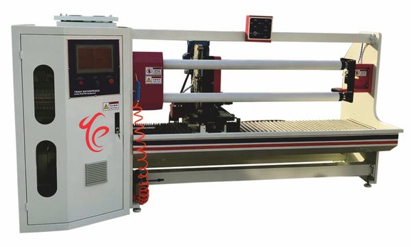 The most cost effective machine is Double Shaft PVC Tape Cutting Machine, in the range of all cutting / slicing machines. The log rolls are generally, in 1300mm length, and core diameter is 40 or 30 mm. The shaft size is week compared to the length of the shaft. It bends with the cutting pressure applied on it while cutting PVC tapes. We provide back up rolls with a moving carriage to the shaft so the shaft does not bend and the PVC tape cutting is of high quality.This an automatic machine and production capacity is 3 sec for 1 cut, you cut total 40 rolls per min. so we recommend the double shaft PVC Tape Cutting Machine.The most cost effective machine is Double Shaft PVC Tape Cutting Machine, in the range of all cutting / slicing machines. The log rolls are generally, in 1300mm length, and core diameter is 40 or 30 mm. The shaft size is week compared to the length of the shaft. It bends with the cutting pressure applied on it while cutting PVC tapes. We provide back up rolls with a moving carriage to the shaft so the shaft does not bend and the PVC tape cutting is of high quality.This an automatic machine and production capacity is 3 sec for 1 cut, you cut total 40 rolls per min. so we recommend the double shaft PVC Tape Cutting Machine.EFFECTIVE WIDTH 1350MM CUTTING WIDTH 3-1300MM PAPER CORE I.D: 40MM MAX CUTTING DIAMETER: 160MM POWER: 415V AIR SOURCE 5KG(PREPARE BY USER)