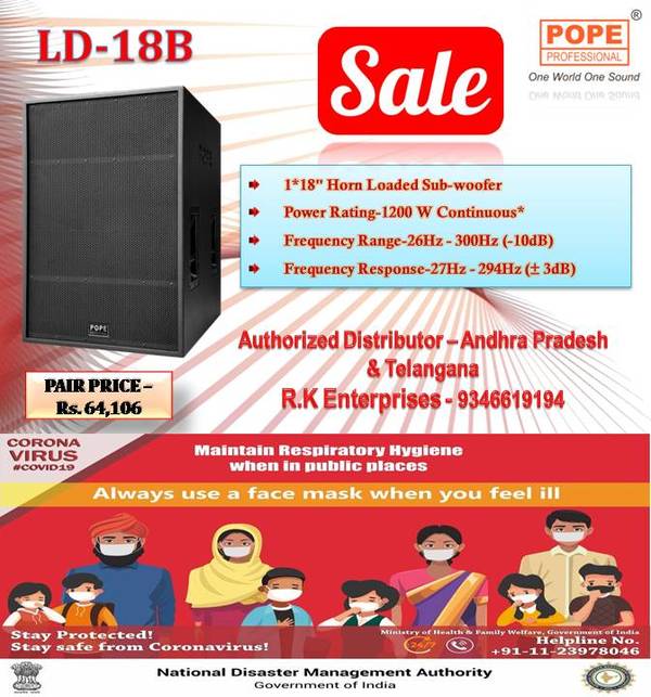 In designing LD Series speaker to attain absolute flat frequency response is the prime concern for POPE Professional® engineers. Over powering high frequency that causes hearing fatigue is reduced since we now focus on making the LD system musical and yet producing very good vocal mid range frequency and extended low base frequencies. The LD Series also offers very high quality cabinet construction and contemporary design and styling together with integrated flying point, new grille design and a very durable external paint finish.LD Series HF component features a 90° x 90° dispersion horn couple together with our latest compression driver design. The diaphragm made of titanium utilizes KSV flat wire coil to eliminate distortion and also provides better heat dissipation and hence lowering the effects of power compression. This design give better compliancy and also bring forth better power handling and reliability. All LD speakers are tested to AES standard to provide both contractors and users with a quality of assurance.Deviating form the norm of speaker design, POPE Professional® engineers looked at the effects of power versus linearity especially on the MF-HF section. Besides individual speaker component design, we have also look at individual electronic components on the internal passive crossover network. With careful selection and design, the LD series yield very impressive results: from 1 kHz to 18 kHz, the astonishing result under LMS testing showed the linearity to be less than 1dB deviation.ApplicationsThis series speakers and sub-woofer can use in the places of worship, theatre, auditorium, performing arts halls, live programs, multi-function rooms, clubs and DISCOS.