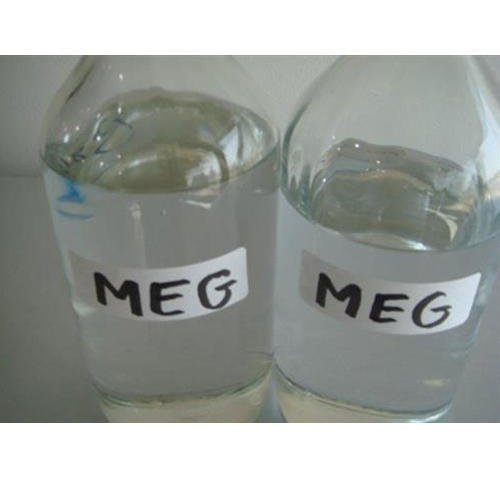 Mono Ethylene Glycol Liquid is a colorless, virtually odorless and slightly viscous liquid. It is miscible with water, alcohols, aldehydes and many organic compounds. MEG will not dissolve rubber, cellulose acetate or heavy vegetable and petroleum oils. MEG has a low volatility and it is 50% more hygroscopic than glycerol at room temperature.Mono Ethylene Glycol (MEG) is the most widely used chemical from the Glycol family. It is an essential raw material for Polyester fibres and Polyethylene