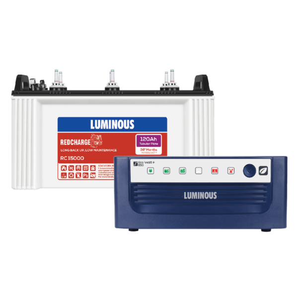 Luminous EcoVolt+ 1050 Inverter with Luminous Red Charge RC15000 120AH Tubular Battery product image