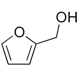 Furfuryl alcohol, also called 2-furylmethanol or 2-furancarbinol, is an organic compound containing a furan substitited with a hydroxymethyl group. It is a clear colorless liquid when pure, but becomes amber colored upon prolonged standing. It possesses a faint burning odor and a bitter taste. It is miscible with, but unstable in, water. It is soluble in common organic solvents. Upon treatment with acids, heat and/or catalysts, furfuryl alcohol can be made to polymerize into a resin, poly(furfuryl alcohol).