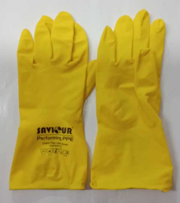 LATEX RUBBER HAND GLOVES, TEXTURED PALM FOR BETTER GRIP, LENGHT- 12