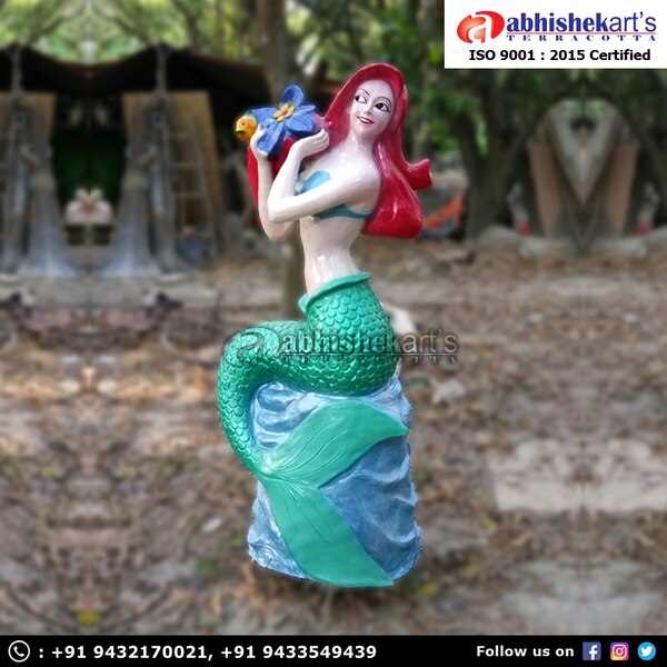 We are a leading manufacturer and supplier of life-size Fiberglass mermaid statue. As well as we are making various fiber cartoon statues. FRP mermaid statue is available in 7 feet. We also do customized statues.