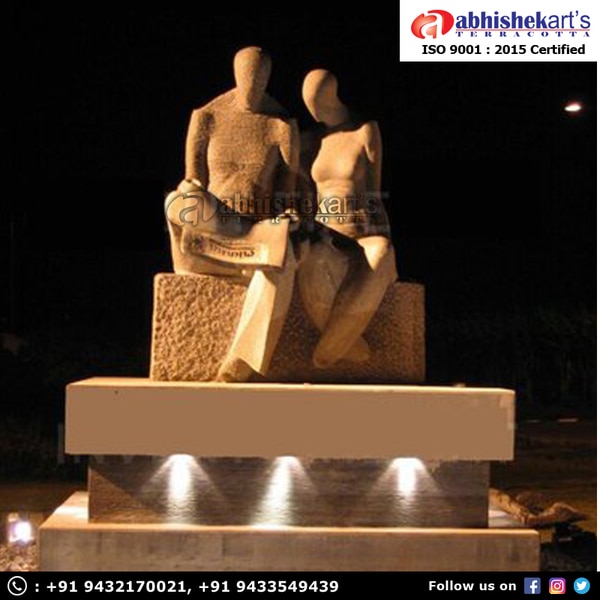We are one of the leading manufacturers and suppliers of the Fiberglass couple sitting abstract statue. These fiber statues are made of high-grade FRP with weather coated color for long-lasting. The height of each sculpture is available in 8 feet. We also do customized statues.