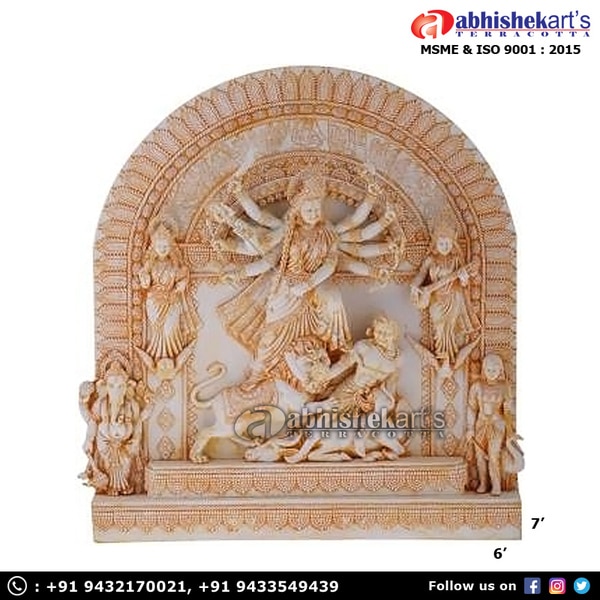 We are one of the leading manufacturers and suppliers of the Fiberglass Durga statue. These fiber statues are made of high-grade FRP with weather coated color for long-lasting. The height of each sculpture is available in 7 feet x 6 feet. We also do customized statues.
