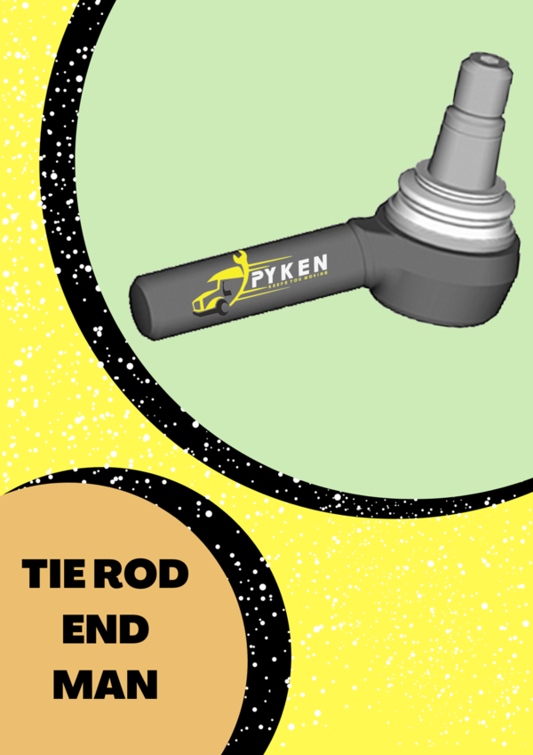 Pyken's Tie Rod End Suitable for Man, Ball Joint , Drag Link , Man Torque Rod , Man Stablizer Bush , Man Clutch Booster , Man Fan Viscous , Man Center Bearing , Man Torque Rod Bush , Man Cabin Mount BushWe supply the complete range of quality and cost-effective spare parts For European Trucks Like Volvo , Man , Scania , Mercedez - BenzDisclaimer : we dont have any tradelinks with original companies. we use their name/brand/partnumber/logos or pictures for refrence purpose only. we deal only under our own registered Pyken brand.
