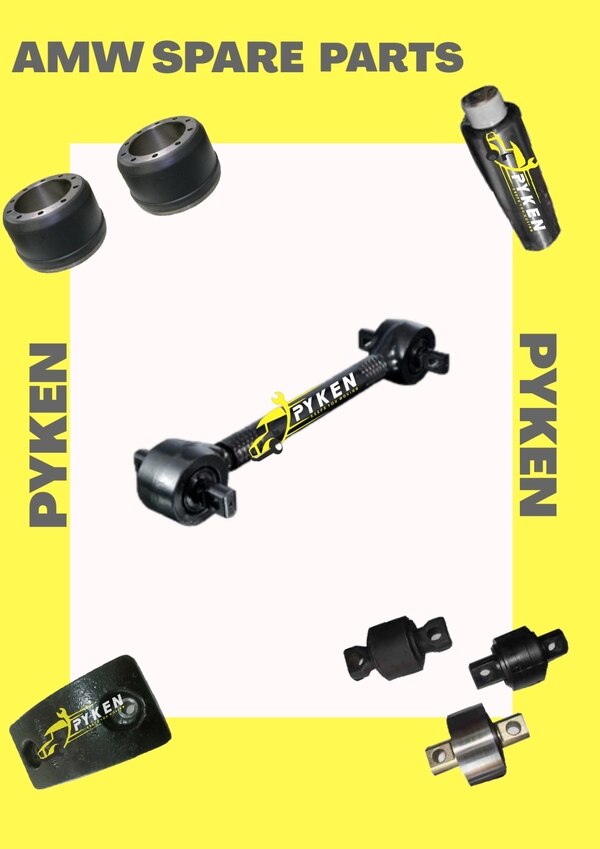 Amw Spare Parts , Amw Torque Rod Bush , Amw Torque Rod , Amw Bogie Pin , Amw Bottom Wear Pad , Amw Bogie Bush , Amw Check Nut , Amw Lift Axle Bush , Amw Bogie Check Nut , Amw Clutch Plate , Amw King Pin Bearing , Amw Radius Rod Lock , Amw Tie End RodIn these difficult times we have to keep moving forward. As an essential service Pyken is here will all the essential parts to support our customers.Disclaimer : we dont have any tradelinks with original companies. we use their name/brand/partnumber/logos or pictures for refrence purpose only. we deal only under our own registered Pyken brand.