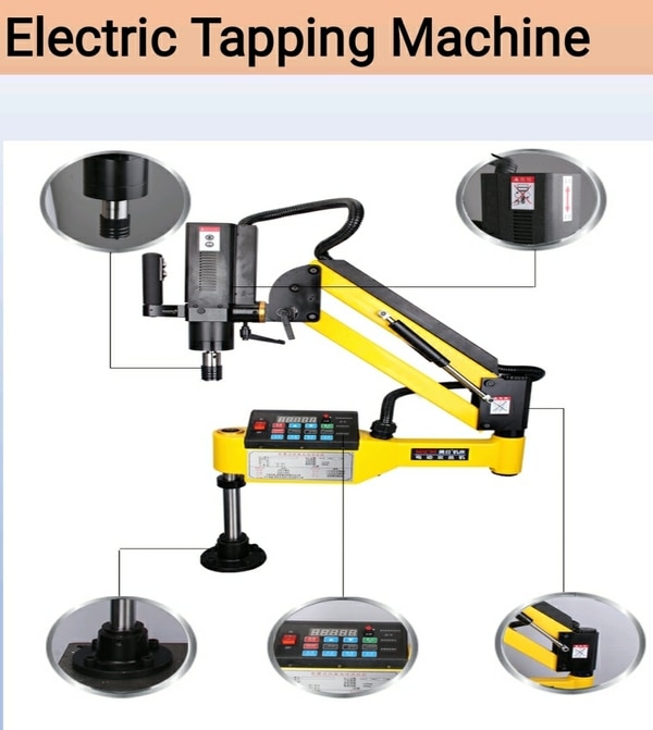 portal tapping machine working with servo motor with gearbox and inbuilt of microprocessor.total working arm length --1mtrtotal machine height -750mm