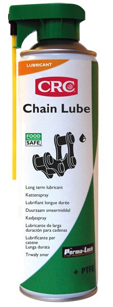 CRC Food Grade Chain Lube is a special blend of mineral oil and synthetic additives, designed to keep roller drive and conveyor chains lubricated. Foaming action provides outstanding penetration and creeps deep between wire strands, chain links, pins, rollers and sprockets. As the foam subsides it leaves a lubricating non-drying film that remains in place and resists wash-off and sling-off. Specifically designed to provide the convenience of aerosol application where incidental food contact may occur. Regular use will help inhibit corrosion, reduce load stress and greatly extend chain life.Temperature Range from -20°C to +150°C (continuous), +170°C (intermittent). MPI Approved C15. NZ AsureQuality assessment for food/beverage including dairy factories with incidental contact. NSF H1 Registered for incidental food contact.Features & BenefitsFoaming action – For outstanding penetration and coverage. No messy overspray.Penetrates, lubricates, protects – Low viscosity formula creeps deep between wire strands, chain links, pins, rollers and sprocketsReduces friction and wear – Reduces load stressCorrosion protection – Lengthens chain and sprocket lifeFor effective lubrication of all types of chain and conveyor systems – Particularly where incidental food contact may occurSilicone free – Will not harm paint, plastic or wood surfaces. Easier clean-up and removal of excess oil. Allows treated surfaces to be repainted.360 degree valve – Aerosol can be sprayed from any position even upside downNon-toxic, odourless, tastelessTemperature Range – Effective from -20°C to +150°C (continuous), +170°C (intermittent)MPI Approved C15NZ AsureQuality assessment for food/beverage including dairy factories with incidental contactNSF H1 Registered for incidental food contactUsesRecommended for use as a lubricant and corrosion inhibitor on conveyor chains, packaging equipment, hoist chains, link and roller assemblies, forklift trucks and many other industrial applicationschain Lube Spraychain lube bikechain lube bicycleMotul C2 Chain Lube for bikescrc chain lube motorcyclecrc chain lube food gradecrc bike chain lube3M Chain Lubricant Chain LubeChain Lubrication Spray at Best Price in IndiaChain lube in MaharashtraMotul 102981 C2 Chain Lube for bikes (400 ml)Castrol Chain Lube Racing Spray (400 ml)3M Chain Lubricant Chain Lube