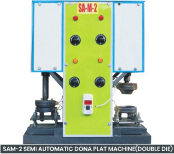 Dona Material	PaperCapacity	10000-15000 Dona Per DayDona Size	6 (Inch)Operation Mode	Semi-AutomaticElectric Motor (hp)	0.5 HpDie Capacity	1 yearMachine Material	Mild SteelPhase	Single PhaseLength	2.5 FeetAccessory	Automatic Heating Controller ThermostatWidth	1 FeetDie	2We are leading providers of Double Die Semi Automatic Dona Making Machine.Product Details:1-year warranty & 3 services freeHigh tensile strengthEasy installationSturdy constructionEasy to operateTraining and installation freeAdditional Information:Delivery Time: 15 daysPackaging Details: Packed the machine well with plastic all the way through the cardboard