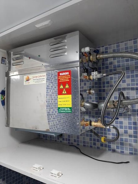 CUSTOMIZED STEAM BATHROOM * Digital Control Panel Operated* Auto Time Cut-off Systems* Auto Temperature Cut-off Systems* Auto Drain Systems* Stainless Steel (304/14 Gauge) Made Steam Tank* Stainless Steel Made (Sunspa Solutions) Heating Element For Long Life* 50mm Thick PUF InsulationDry Run Protection for Heating Elements* Water Level Sonsor Cut-off Systems to Ensure Heater Safety* Safety Pressure Release Valve* Flexible Hose pipe Connector* Soft Touch Control Panel* LCD Display Control panel* Creepage Protection* Stainless Steel Sockets For Long Life of Steam Tank * Short Circuit Protection* High Current Leakage Protection* Earth Leakage Circuit Protection* Hybrid Technology used Control Unit & Control Panel* Low/Medium/High/ Mode Setting for Heating Element Wattage Control to Save more Electricity BillClick herewww.sunspasolutions.inContact :9966999886, 9849756469,