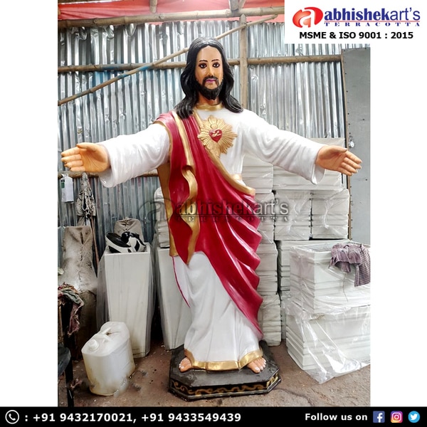 We are one of the leading manufacturers and suppliers of the Fiberglass Jesus Christ statue. These fiber statues are made of high-grade FRP with weather coated color for long-lasting. The height of each sculpture is available in 8 feet. We also do customized statues.