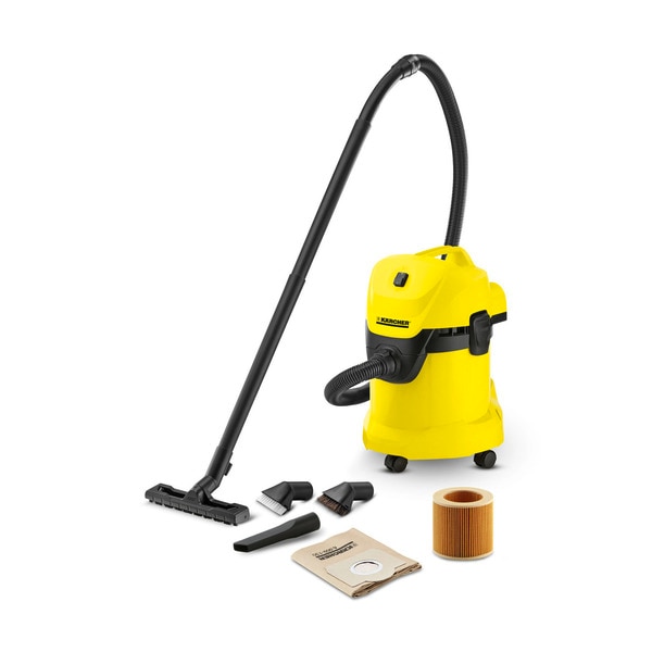 the WD 3 multi-purpose vacuum cleaner enables the vacuuming of dry and wet dirt without having to change the filter. The dirt vacuumed up is discharged directly to the 17-litre robust and shock-resistant plastic container. The suction brush kit included in the scope of delivery contains suction brushes with soft and with hard bristles – ideal for upholstery and carpets, as well as delicate surfaces. Despite the low power consumption of only 1000 watts, the WD 3 is super-powerful. The new suction hose and – not to be forgotten – the newly developed Clips floor nozzle with mixed insert contribute to optimal dirt pick-up and ensure perfect cleanliness. The easily removable handle allows direct attachment of accessories to the suction hose. The practical parking position allows convenient parking of the suction tube and floor nozzle when taking a break from work. WD 3 vacuum cleaners make light work of the toughest cleaning jobs with additional features such as the blower function,