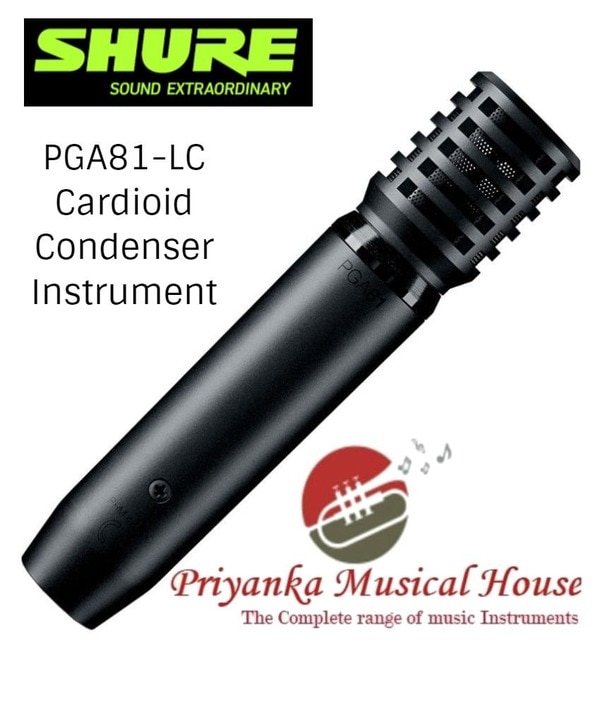 The PGA81 cardioid condenser instrument microphone is a professional quality flat-response microphone featuring highly durable design and construction that delivers excellent sound. Ideal for use in sensitive acoustic instrument performance and recording, the PGA81 comes with a swivel adapter, carrying pouch and XLR cable. Phantom power required. FEATURESFlat-response microphone cartridge design for clear reproduction of acoustic instrument sound sources in more sensitive environments.Cardioid polar pattern picks up audio from the source while rejecting unwanted noiseUpdated industrial design with black metallic finish and grille for unobtrusive visual presenceAvailable with XLR Cable (4.57 m)Stand adapter for mounting to a microphone standZipper pouch included for additional protection during storage or transportLegendary Shure quality design and construction for exceptional performance in rigorous environmentsALSO IN THE BOX1 - Stand adapter1 - Zipper pouch1 - XLR-XLR cable (PGA81-XLR)https://youtu.be/7g7BeezFieY