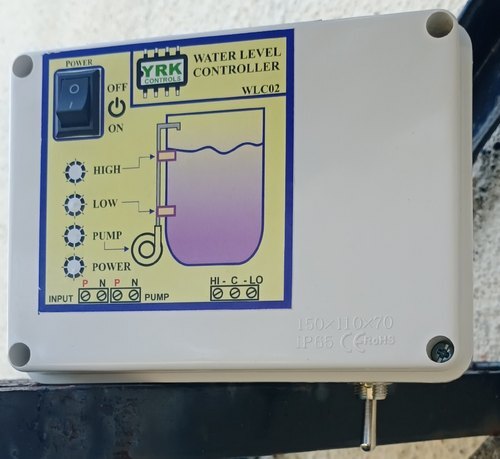 Range 3-15 mMounting Type Wall Mount, Panel and Screw MountPower Source 220 V ACSize 120x90x65 mmMaterial ABSCapacity 2 HP(motor not included)Frequency 50 HzProduct Code YRK WLC02Pump Rating Upto 2 HPWeight Less than 200 GramBrand YRK CONTROLSIP Rating IP68Indication for high, low, level, pump ON & Power. Buzzer for Audio alarm in case of fault. Automatically Operates pumps upto 2HP (single Phase 220VAC). Two sensor Iinter face(Float sensor-NO type, upto 100 meters can be con+), 1 Relay for output.