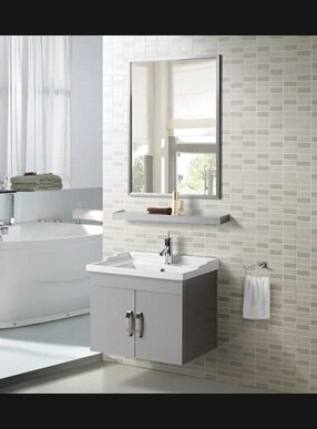 Model No.: GS/BC/12028Installation Type: Stainless Steel-WhiteDimensions:CABINET: 580 X 440 X 450mmBASIN: 610 X 470 X 210mmMIRROR: 600 X 20 X 800mmSHELF SIZE: 600 X 120 X 50mm Color:   White   