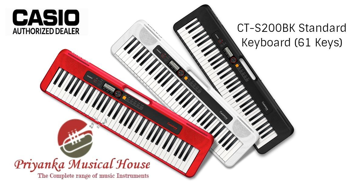 FeaturesKeyboard61 standard size keysMaximum Polyphony48TonesBuilt-in tones: 400 ( 13 Indian)Digital EffectsReverb: 1 to 10, offMetronomeBeats per measure: 0 to 16Tempo range: 20 to 255Song BankBuilt-in songs: 60Part off function: left-hand, right-hand, both-handAuto AccompanimentBuilt-in rhythms: 77 ( 14 Indian)Dance Music ModeBuilt-in patterns: 50Dance Music Voice: 12Other FunctionsTranspose: ±1 octaves (-12 to +12 semitones)Tuning: A4 = 415.5 to 465.9 Hz (Initial default: 440.0 Hz)One Touch Preset: 77Sustain buttonLCD display (adjustable contrast)My Setup: 1APP FunctionChordana PlayMIDI16 multi-timbre received, GM Level 1 standardInput/Output TerminalsPHONES/OUTPUT jack: Stereo mini jack (3.5mm)AUDIO IN jack: Stereo mini jack (3.5mm)USB port: micro BPEDAL jack: Standard jack (6.3mm) (Pedal sustain, sostenuto, soft, start/stop)Power Jack9.5V DCPower Supply2-Way Power6 AA-size alkaline batteries or AA-size rechargeable nickel metal hydride batteries, Continuous operation: approximately 16 hours (alkaline batteries), approximately 13 hours (rechargeable nickel metal hydride batteries)*, actual battery life may be shorter depending on battery type, performance style, or operation environment; LAD-6 AC adaptor (JEITA Standard, with unified polarity plug), 30-minute Auto Power Off (Can be disabled.) Measured values while using eneloop batteries. eneloop is a trademark of Panasonic Corporation.Speakers13cm x 6cm (oval) x 2 (Output: 2.0W + 2.0W)Power Consumption5.5 WDimensions93.0 (W) x 25.6 (D) x 7.3 (H) cmWeightApproximately 3.3kg (Excluding batteries)Included AccessoriesMusic stand, LAD-6 Adaptor Key FeaturesLearn easily with Piano Roll DisplayPiano Roll Display makes learning fun & easy. Any MIDI file is automatically displayed as FallingNotesPractice at your paceChange The Tempo & practice at your own pace. The application also allows you to change the scale of the song via transposePractice One Hand part at a timeThe Application allows you to practice one hand at a time. One can even use the finger guide to know which fingers to use for Internal Songs and transpose function to change scaleRate your performanceMusic Scoring feature allows one to assess their skills. The timing of the notes is recorded real time via MIDI and a score is generated at the end of the performance