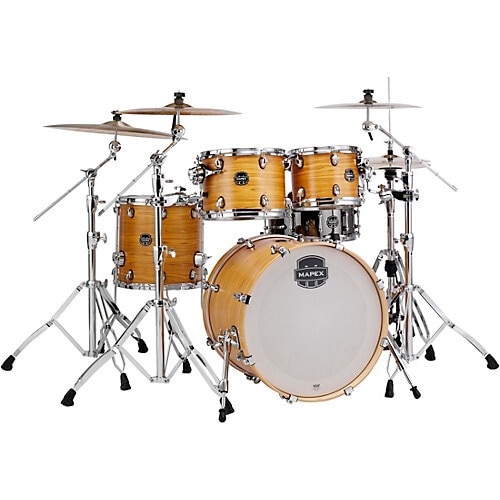 The Armory Series is the latest realization of the Mapex hybrid shell concept. A fusion of birch and maple delivers the ultimate tonal expression, and the SONIClear™ bearing edge allows the drumhead to sit flat, bringing out the best response by optimizing the relationship between head and shell. FEATURESThe Birch/Maple/Birch 6Ply 7.2mm shell with the new SONIClear™ Bearing Edge allows for the direct transmission of sound, reduces unwanted frequencies and provides a strong fundamental pitch and an effortless tuning experience especially at lower tunings.This 5-Piece Shell pack includes 10
