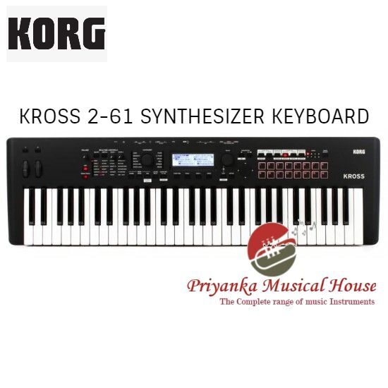 FeaturesA rich selection of more than 1,000 powered-up presets128MB of expansion PCM memory is built-in, and option libraries are supportedThe rich expressive power of the EDS-i sound engine, and a rich selection of effects with 134 typesSuperb sampling functionality and 16 sampler padsA panel layout that lets you access functions without confusionRealtime control section for quick parameter editingFavorite function lets you register and instantly recall up to 128 frequently-used soundsQuick layer/split can be specified by a single buttonUltra-lightweight compact body; the 61-key model weighs only 3.8 kg, the lightest in its classLong operating life, with six AA batteries allowing up to seven hours of use/a>A color lineup with a peerless finish that exceeds its class/a>Audio player/recorder that can be easily triggered by the padsSequencer, drum track, and arpeggiator to support your song productionA rich array of input jacks for singer-instrumentalists or vocoder performance without requiring additional equipmentAlso functions as a USB audio interfaceEven more powerful preset sounds, with specialized optional expansion soundsA rich variety of more than 1,000 preset soundsThe sound quality of KORG synthesizers is endorsed by top-ranking musicians around the world. The evolved KROSS 2 expands polyphony from 80 to 120 voices, and dramatically powers-up the number of internal programs from 809 to 1,075 programs. Including multi-layered pianos and electric pianos, thick strings and other new sounds that will work well with any band, as well as the latest drum kits to cover current styles such as EDM. The wide selection of programs covers your needs from live performance to studio production.Built-in expansion PCM memory, and support for optional librariesThe KROSS 2 now provides 128 MB of built-in expansion PCM memory. By selecting from optional libraries that will be released following KROSS 2, you can expand KROSS 2’s internal sounds to meet the needs of your performing style or situation.The rich expressive power of the EDS-i sound engine, with a full complement of effectsThe high-quality EDS-i Enhanced Definition Synthesis-integrated sound engine is inherited from KORG’s professional synthesizers. You can use a total of seven effects units simultaneously: five insert and two master. Rich expressive power is available from the selection of 134 high-quality effects, including standard effects such as delay and reverb as well as amp modeling, vintage effect units, and even a vocoder.Superb sampling function and a pad sampler As a first in its class, the KROSS 2 is newly equipped with a unique sampling function that provides 16 playable pads. You can record the input from the LINE IN jack and assign a stereo sample of up to 14 seconds to each pad. Up to four pads can be triggered simultaneously. You can edit the sample waveform using functions such as start/end loop point settings and normalize, and even resample within the KROSS 2, allowing you to perform extensive sampling without requiring any additional equipment. Long audio files from an SD card can also be assigned to these pads.Straightforward access to the sounds and functions you need It's easy to get around on KROSS 2, thanks to a user-friendly layout. The panel of the KROSS 2 has been further improved since the first KROSS, ensuring that anyone can quickly access desired sounds and functions from the enormous range of choices.Realtime control sectionThe new realtime control section lets you directly control KROSS 2’s main parameters without having to navigate through a menu hierarchy. In addition to realtime control of the sounds and effects, and simple editing of programs, you can use the knobs to easily control the vocoder settings or adjust the tempo of the arpeggiator and sequencer.Favorites functionThe favorite function lets you register frequently-used programs and combinations and recall them at a single touch, and has even been expanded to allow 128 favorite locations, twice the number of the first generation of KROSS. This function is ideal for live players that need quick access to a specialized set of sounds on stage.Quick layer/splitThe layer/split function, which lets you layer two sounds or assign separate sounds to the left and right regions of the keyboard, is now easier to set up, thanks to a dedicated quick layer/split button.Category dialA category dial is provided, allowing you to immediately find the sounds you're looking for amid the vast range of choices. Just choose the general type of sound, such as piano or organ, and then make your selection quickly and efficiently.KROSS 2-61-RM (Red Marble, Limited Edition) Ultra-lightweight and compact body, with support for battery operation KROSS 2-88 - The battery caseThe amazing mobility of the KROSS series is better than ever. The 61-key model features a new and stylish design, and its weight has been further reduced from the 4.3 kg of the previous model to an even more lightweight 3.8 kg. Additional improvements in power efficiency allow up to seven hours of battery-powered operation from six AA batteries. The 88-key model newly provides an accessory compartment that can hold spare batteries or cables, as well as an easily accessible front-located battery panel. On both models, the rear panel KORG logo is fully illuminated, letting you stand out on stage.The ultimate body finish that exceeds its class The evolved KROSS 2 also features a high quality body finish. First, the regular model features a stylish and cool “dark blue” color for both the 61-key and 88-key models. The 61-key model is additionally available in a limited-edition “red marbled” color. The special marbled red finish is unique and different on each KROSS 2 unit.KeyboardKROSS 2-6161 keys (velocity sensitive; aftertouch not supported)Normally C2–C7(adjustable in the range [C1…C6]–[C3…C8]KROSS 2-8888 keys NH (Natural weighted hammer action) keyboard (no aftertouch)Normally A0–C8 (adjustable in the range [-A-1…C7]–[A1…C9])* The NH keyboard delivers a playing feel similar to that of an acoustic piano, with low notes being heavier and high notes being lighter.SystemEDS-i（Enhanced Definition Synthesis - integrated）Sound EngineMaximum Polyphony120 voices (120 oscillators), single mode60 voices (60 oscillators), single mode* The actual maximum polyphony will vary depending on oscillator settings such as stereo multisamples and velocity crossfading.Preset PCM MemoryApproximately 128 MB (calculated as 48 kHz / 16-bit linear PCM data equivalent)496 multisamples (including seven stereo), 1014 drumsamples (including 49 stereo)Expansion PCM MemoryApproximately 128MB (*when converted to 48 kHz 16-bit linear PCM* Used when loading option PCMOscillatorOSC1 (Single), OSC1+2 (Double): Stereo multisamples are supported 4 velocity zones per oscillator, with switching, crossfades and layers.FiltersFour types of filter routing (single, serial, parallel, 24 dB)Two multi-mode filters per voice (low pass, high pass, band pass, band reject)ModulationFor each voice, two envelope generators (Filter & Amp), two LFOs, two key tracking generators (Filter & Amp), and two AMS mixers. In addition, pitch EG, common LFO, and two common key tracking generatorsProgramTimbresUp to 16 timbres, switchable via key zone or velocity zone, layer and crossfade supported, Tone Adjust function allows program settings to be offsetMaster Keyboard functionalityThese allow you to control external MIDI devicesCombinationDrumkitsStereo and mono drumsamples. 4-way velocity switches with crossfades and adjustable crossfade shapes (Linear, Power, Layer).User Combinations896 Combinations (384 Preload)User Programs1280 Programs (768 Preload)User Drum Kits58 Drum Kits (42 Preload)Preset Programs265 Programs (256 GM2 Programs + 9 GM2 Drum Programs)* Total number of preload programs and preset programs：1,075 (810 preload programs, 265 preset programsThe Number of Combinations/Programs/Drum KitsFavoritesNumber of memories128 (16 favorites × 8 banks)EffectsInsert effects5 Insert Effects In-line processing; stereo in - stereo out.Master effects2 Master Effects Two effects sends; stereo in - stereo out.Effects typesTotal of 134 types (select from 74 types for insert effects, 101 types of master effect 1, and 120 types for master effect 2)ModulationDynamic ModulationEffects Control BusStereo side-chaining for limiter, gates, vocoders, etc.Polyphonic arpeggiatorsProgram modeOne arpeggiatorCombination modeTwo arpeggiatorsSequencer modesTwo arpeggiatorsPreset arpeggio patternsUP, DOWN, ALT1, ALT2, RANDOMUser arpeggio patternsNumber of arpeggio patterns: 1280 (1024 preload)Number of tones: 12 tones,Number of steps: up to 64 stepsStep sequencerProgram modeCombination modeSequencer modeOne unitNumber of tones: 12 tones + 1 accent toneNumber of steps: up to 64 steps* Can be created for each program, combination, and song.Drum TrackPreset Patterns772 patterns (Held in common with sequencer patterns.)OtherTrigger Mode / Sync / Zone settings can be specifiedSequencerTracks16MIDI TracksNumber of SongsUp to 128 songsResolution1/480Tempo40.00–300.00 (1/100 BPM resolution)Maximum MemoryUp to 210,000 MIDI eventsCounterMeasure/Beat/TickTemplate Song16 preset/16 user template songsPreset Patterns772 patterns (shared with Drum Track patterns)FormatKORG (KROSS) format, SMF format 0 and 1Pad samplerSpecifications16 pads × 8 banksAutomatically saved on the SD card, and automatically loadedUp to four pads can play simultaneouslyRecording formatPCM audio format 48 kHz/16-bitRecording timeUp to approximately 14 seconds of stereo sample for each padImportWAVE format, file name extension: .wav, 44.1 kHz/16-bit, 48 kHz/16-bit, stereo* 44.1 kHz is automatically converted to 48 kHz/i>EditWaveform display editing functionality, start address and looping settings etc., normalize and other editing operationsAudio RecorderRecording FormatPCM audio format 48kHz/16bitImportWAVE format (file name extension: wav ) 44.1kHz/16bit, 48kHz/16bit stereo* 44.1 kHz is automatically converted to 48 kHz/i>ExportWAVE format (file name extension: .wav) 48kHz/16bit, stereoRecording TimeMaximum continuous recording time: 3 hoursDepends on the SD card used; approximately 90 minutes per 1 GBNumber of SongsUp to 200 songsNumber of overdub recordingsDepends on the remaining capacity of the SD cardCounterHour/Min/SecPad audio play16 pads × 8 banksDirectly play back data from SD cardMultiple pads cannot be played simultaneouslyMediaFile, Utility, Information, additional PCM data management functionalityControllersGeneral ControlPitch bend wheel, Modulation wheel, SW1, SW2Realtime ControlSELECT button, SWITCH button, KNOB1 knob, KNOB2 knobStep Sequencer/Favorite/Pad Sampler/Pad Audio PlayPads 1–16STEP SEQ ACTIVE button, Run buttonFAVORITES ACTIVE buttonSAMPLER ACTIVE button, HOLD buttonAUDIO PLAY ACTIVE buttonBANK LEDA/B/C/D/E/F/G/H (also used by Step sequencer, Favorite, Pad Sampler, and Pad Audio Play)Drum TrackDRUM TRACK buttonArpeggiatorARP buttonAudio RecorderAUDIO REC buttonUser InterfaceDisplay240 × 64 pixel LCD backlightAdjustable contrast (hold the EXIT button and turn the VALUE dial)CategoryCATEGORY dial, VALUE dialMODECOMBI button, PROG button, SEQ (GLOBAL/MEDIA) buttonValue ControllersCursor buttons, EXIT,ENTER, FUNCTION, PAGE-, PAGE+, MENU buttonsSequencerREC button, START/STOP buttonQuick Layer SplitLAYER/SPLIT buttonOtherVOLUME knobControl InputDAMPER (Supports piano-style half-damper pedals as well as standard foot switches)ASSIGNABLE SWITCHASSIGNABLE PEDALAudio Outputs (Analog)AUDIO OUTPUT L/MONO, RConnectors: 6.3 mm (1/4