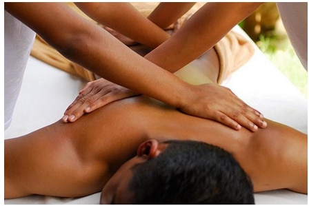This massage is given by two therapists. They will synchronize their massage strokes, identifying and unblocking the client’s marma points, enabling energy to flow around the body in much more rhythmic way while removing stagnations from the body, that can leave one feeling low on energy and depleted.
This massage helps to flush toxin from the deeper tissues of the body. The experience of this massage leaves the client in a much more revitalized and relaxed condition.
This treatment involves the use of oil, we recommend wearing clothes you don’t mind getting oil on, until you can shower.