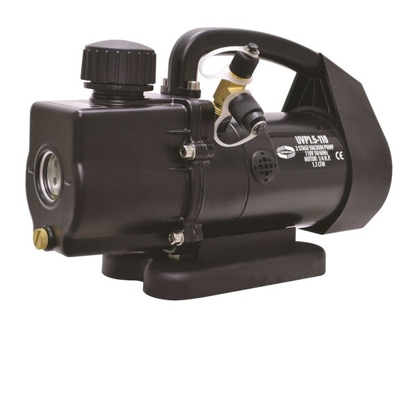 Compact design is ideal for portable applicationsDesigned to minimize vibrationDual voltage (except 07164-30, -32)Isolation valve and gas ballast protect pump and systemSpecifications & DescriptionGas BallastYesWetted PartsAluminumFree-Air Capacity (CFM)5Free-Air Capacity (LPM)42Free-Air Capacity (LPH)2520Max Flow Rate (CFM)1.47Max Flow Rate (Liters/min)42Max Vacuum (torr)0.05Tank Size (Qt)0.147Tank Size (oz)4.7Tank Size (Liters)0.139Tank Size (Gal)0.04Oil Capacity (oz)4.7Oil Capacity (Liters)0.139Port SizeInlet:1/4