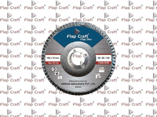 FlapCraft Jumbo Flap Disc for Grinding, Sanding, Finishing, Deburring.This is thicker than conventional Flap Disc Available in market. Gives long lasting performance.Available in Grit 60, 80 and 120