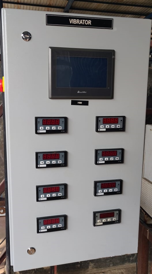 This panel is responsible for controlling the vibrators below the casting bench for a pre defined time at about 9000 rpm while casting the sleeper. It helps the concrete to settle without forming an air bubble.