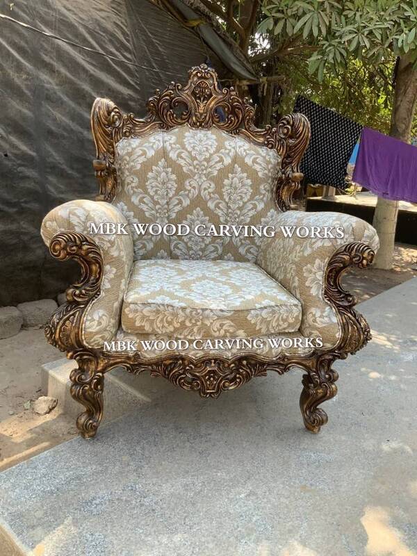 wooden carving classic sofa set 3+1+1 best quality teakwood complete with antique polish