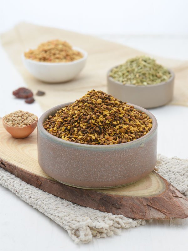 Every spread of a meal calls for a refreshing mukhwas at the end, leaving the guests happy and chewing. FoodSpot’s Kutchi Mukhwas is the perfect mix for that. It is a potpourri of roasted dhana dal or coriander seeds, roasted safed til or white sesame seeds, gotli or mango kernels, roasted suva or dill seeds and salt. This mukhwas with its mouth-watering aroma and flavours will relish your cravings and be a treat to your taste buds. The product has 4 grams of protein, 6 grams of fat, 11 grams of carbohydrate, but absolutely zero sugar. It has a collective energy of 100 kcal per unit. Benefits: Coriander, sesame and dill seeds are all known for their digestive benefits. Mango kernels or gotli has a number of medicinal pluses, like fighting diabetes and preventing diarrhoeaLeaves a lovely salty-sour taste in the mouth