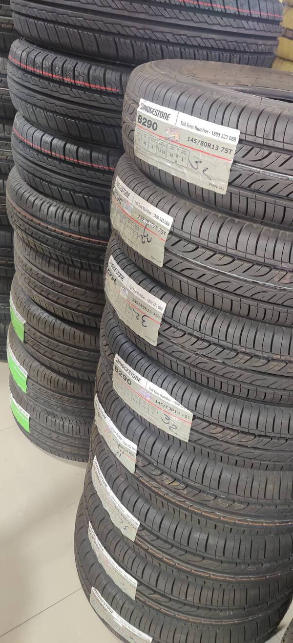 ALL SIZES AND PATTERNS OF BRIDGESTONE CAR TYRES AVAILABLE WITH US.