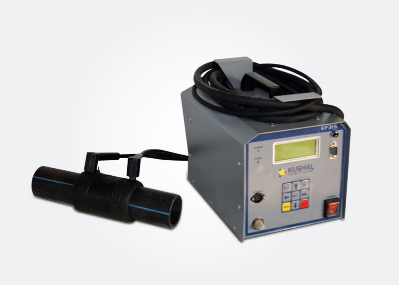 Application & Features :Electrofusion welding machine is suitable for connecting PE pipes and fittings with coupling which are used for gas and water supply.Preset welding parameters, select the pipe diameter to automatically select heating time.Heating time automatic timing, welding time and alarm.Technical Specifications :Model	EF315Type	Welding RangePower / Voltage	220VFrequency	50HzPower	3.5KwControl Mode	Constant Current / Constant VoltageWeight	25 KG