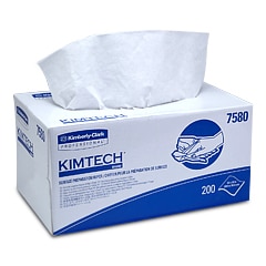 Kimberly Kimtech® Surface Preparation Wipers Code : 07580 Colour : White Packing : Per pack : 200 Wipers Per Case : 4 pack of 200 WipersApplication :Perfect for use with oil and other solvents. Resistant to chemicals and solventsGiving precision and reliability in controlled and critical cleaning tasks for Transportation and industrial manufacturing environments.
