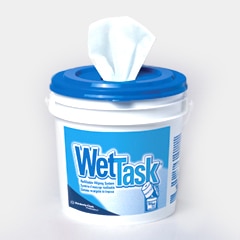 KIMTECH PREP WETTASK Wipers Code : 06001 Material : HYDROKNIT* Material Colour : White Size : 30.50 cm X 31.75 cm Packing : Per Roll : 60 Sheet Per Case : 6 Roll of 60 sheetThese Wipers are the ideal alternative to using a spray bottle or open bucket in combination with a rag for cleaning and disinfecting surfaces.