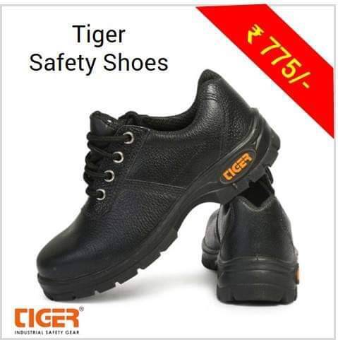 Tiger safety shoes with steel toe cap PU sole Leather upper