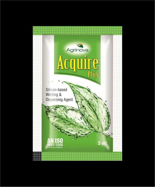 Composition : Silicon based Super SpreaderProportion : 3-5 ml/15 ltr. Water.Acquire plus is unique non-ionic adjuvant which help in super spreading,sticking and penetration of active ingredient for enhancing the performance.Recommended for spraying with herbicides, insecticides, fungicides, foliarnutrient and plant growth regulators.Advantages : Acquire plus increases spray coverage due to super spreading uniformspreading due to super spreading activity stomatal flooding due to ultralowsurface tension enhanced circular penetration due to ultralow surfacetension.· Acquire plus help in delivering best result under cold, hot and dry condition.· When plant species are mature or hardened.· Acquire plus also help when crops leaves are covered with dust· When foliage is very small and less in number.· Better rain fastness, Reduce run-off spray condition.Crops : In all types of Vegetables, Chilly, Ladyfinger, Ginger, Brinjal, Cotton, Garlic,Onion, Cumin Seeds, Fennel Seeds, Pulses, Groundnuts We can also use thisproduct in Fishery to etc.Packing : 3ml, 25ml, 50ml, 100m