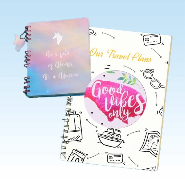 A sturdy wire-o diary helps you carry out your daily activity boldly.FeaturesHard and supportive. Wiro makes page-turning and writing on page edges easy.Colourful section dividers make for very organised note-taking.The thickness of the diary makes it a fantastic choice for those who love writing and taking notes.No. of pages : 200 pages/100 sheets Pre-printed14 pgs: Personal details, Annual calendar & monthly calendar with notes.Single color print on 90 GSM Maplitho paper.Customization: Full size multicolored print on front and back cover.It is that time of the year again when all the dairy writers have filled up their 2020 diaries and are on the lookout for new diaries to fill in, throughout 2021. Having reached the fag end of 2020, it is high time that we get geared up for 2021. You may choose from four categories namely Wiro, Leather, Soft cover and Hard cover. You may also get these diaries printed with your credentials or any other text that you wish, in stylish fonts and colours that will play to your senses just right. Also, you may get them made by the best craftsmen in India and get them delivered anywhere in the country.Corporate diariesThese customized diaries will also make the best new year present for your employees. Who would not like an attractive looking diary printed with their name on it? Perfect for keeping track of their lives' happenings, daily accounts, expenditures and anything else that one can come up with. These diaries speak out for themselves in terms of both quality and pricing. We offer the lowest prices in the market and also, an array of attractive customization options. You may take your pick and make the most out of it. As for quality, we make your personalized corporate diaries only with the highest quality material and ensure that you get only the best from us.Wiro diariesGet a little old school with Wiro diaries that come in different colours and sizes. These wiro diaries are known to withstand the hazards of daily usage quite well. You may also get designs of your choice printed on the front cover. These diaries not only serve the purpose well but also look extremely attractive and render just enough of the rustic appearance that everybody seems to be embracing nowadays. These wiro diaries could be the perfect carry for all your writing requirements and are also easy to carry around. They are the perfect pick if you are a person who goes by old school accessories especially when it comes to your business stationery.Soft cover diariesSoft cover diaries are much better to handle and easy to carry too. They instantly render a very subtle appearance and can be used just as well as any other type of diaries. Also, these diaries can be printed with your choice of content such as photos, text, patterns and the like. These diaries are the best devices to keep track of happenings and events. Although the present era is one of digital diaries and notepads, the good old method of using paper and pen never goes out of fashion and is always deemed as a reliable method to record anything that has to be.Hard cover DiariesIs your job one that requires to travel a lot? Does it expose you to various environments and spaces? Then the hard cover diary is the best choice for you. Tough and sturdy, these hard cover diaries can withstand any amount of pressure and hazards. They make the perfect choice for working professionals whose jobs are diverse by nature. Also, these hard cover diaries may be printed with your credentials or with your photos as per your wish. You may get them in colours of your choice and make the best use of them. The way each diary is crafted to suit your tastes is unmatched. Start placing your orders right away.Qty PriceBack Cover - Colour 1 ₹ 250 ₹ 250 2 ₹ 400 ₹ 400 3 ₹ 600 ₹ 600 4 ₹ 800 ₹ 800 5 ₹ 1,000 ₹ 1,000
